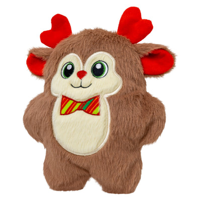 Kong Holiday Snuzzles Bow Tie Reindeer Dog Toy - Medium angled view - Kong - PetMax Canada