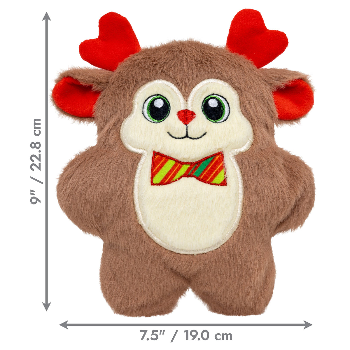 Kong Holiday Snuzzles Bow Tie Reindeer Dog Toy - Medium dimensions 9 x 7.5 inches - Kong - PetMax Canada