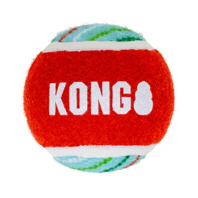 Kong Holiday SqueakAir Tennis Balls Dog Toy 6-Pack - ball with red KONG logo panel - Kong - PetMax Canada
