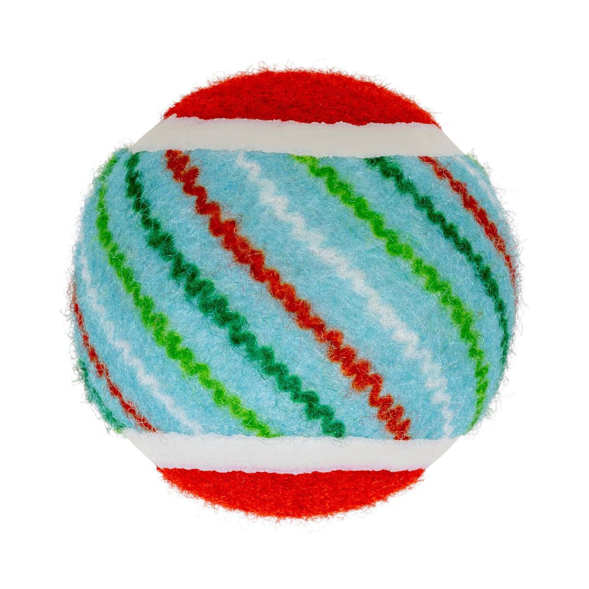 Kong Holiday SqueakAir Tennis Balls Dog Toy 6-Pack - ball with festive wavy stripe print - Kong - PetMax Canada