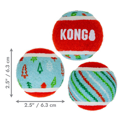 Kong Holiday SqueakAir Tennis Balls Dog Toy 6-Pack - Medium ball dimensions 2.5 in (6.3 cm) - Kong - PetMax Canada
