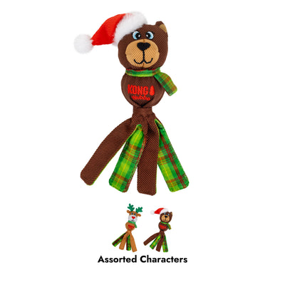 Kong Holiday Wubba Dog Toy - Assorted Characters - Small assortment graphic showing reindeer and bear - Kong - PetMax Canada