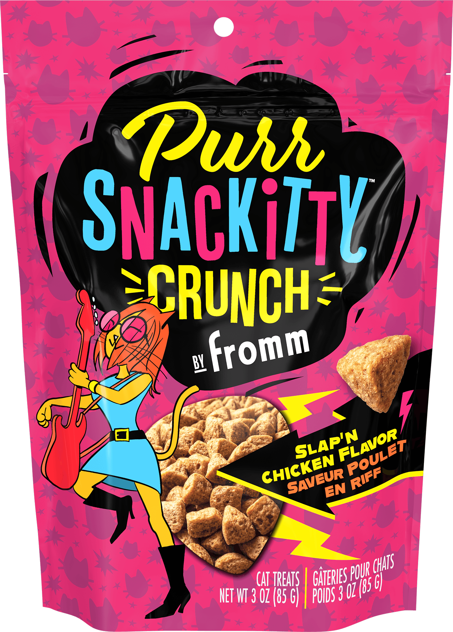 Fromm Purr-Snackitty Crunch Slap'n Chicken Cat Treats - 85g - front-transparent-bg - Fromm - PetMax Canada