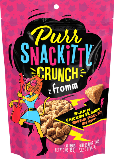 Fromm Purr-Snackitty Crunch Slap'n Chicken Cat Treats - 85g - front-transparent-bg - Fromm - PetMax Canada