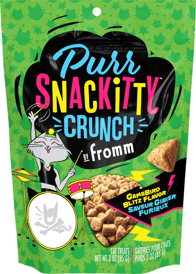 Fromm Purr-Snackitty Crunch Gamebird Blitz Cat Treats - 85g - front-transparent-bg - Fromm - PetMax Canada
