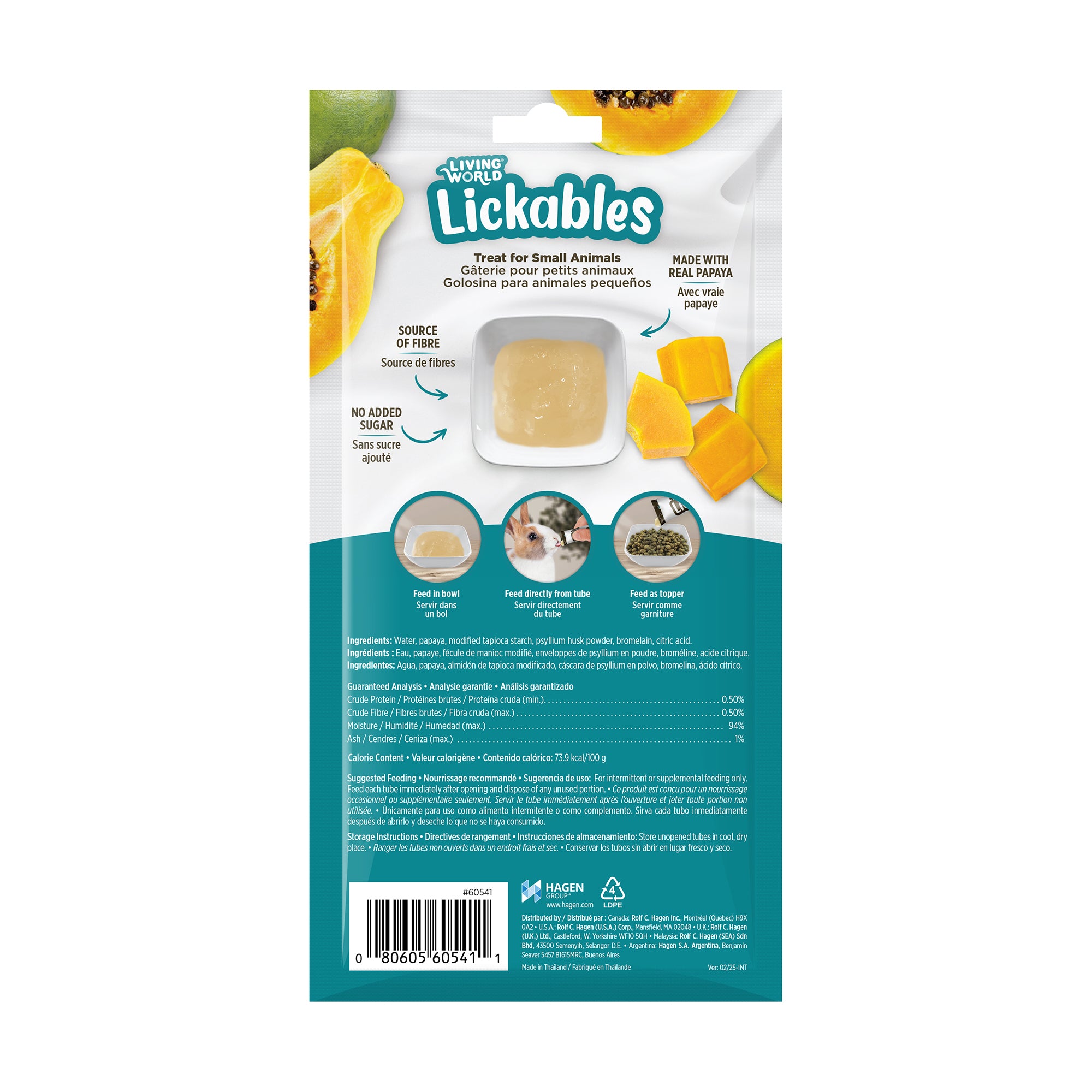 Living World Lickables Small Animal Treat Papaya Flavour