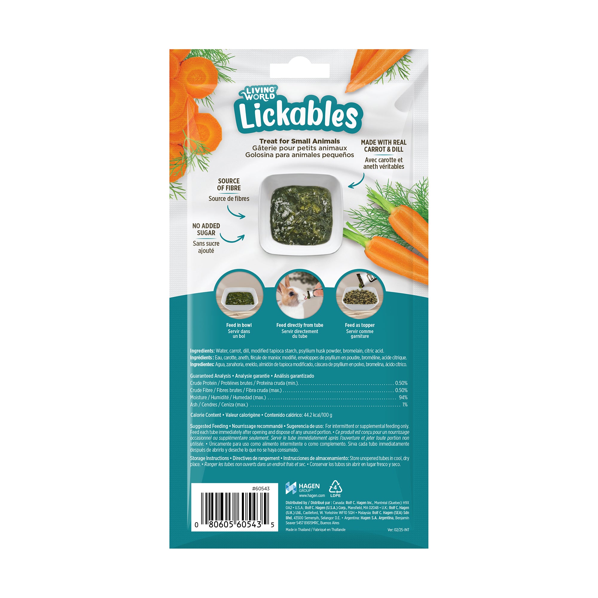 Living World Lickables Small Animal Treat Carrot & Dill Flavour