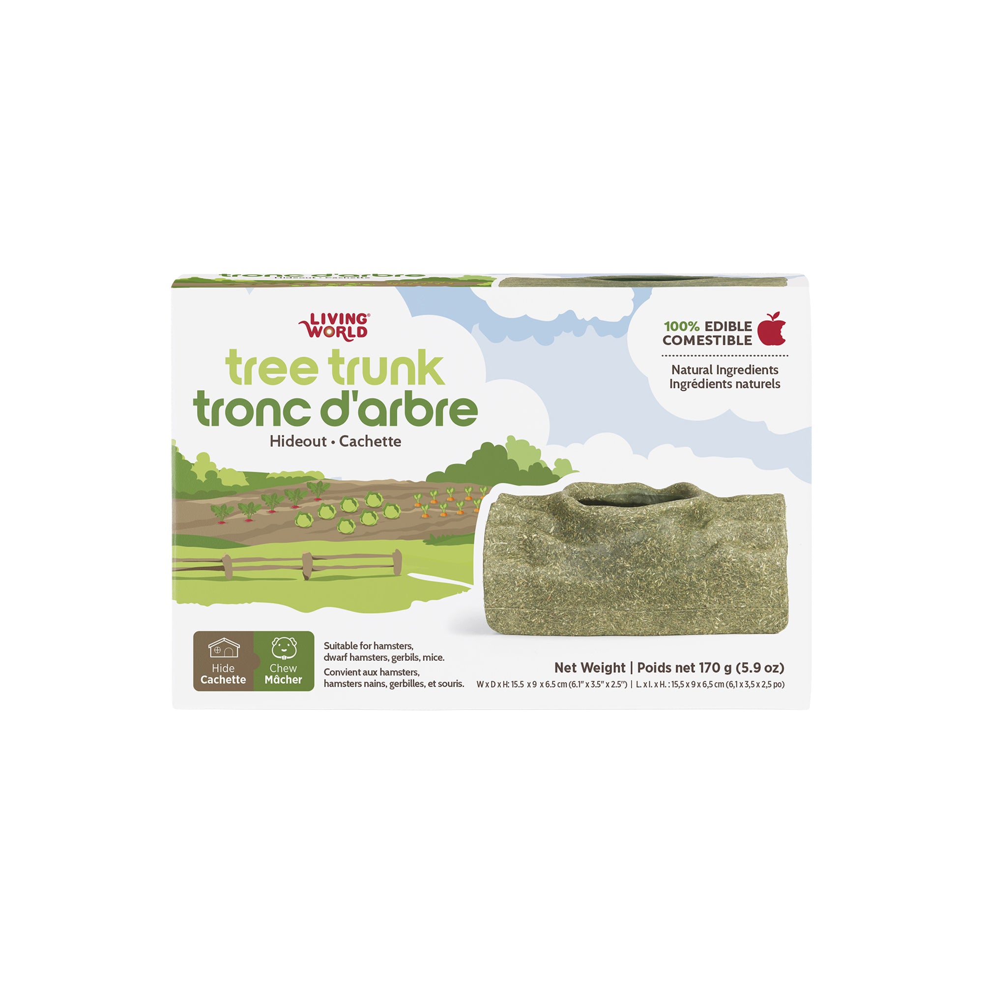 Living World Edible Tree Trunk Hideout for Small Animals - Small Animal - Living World - PetMax Canada
