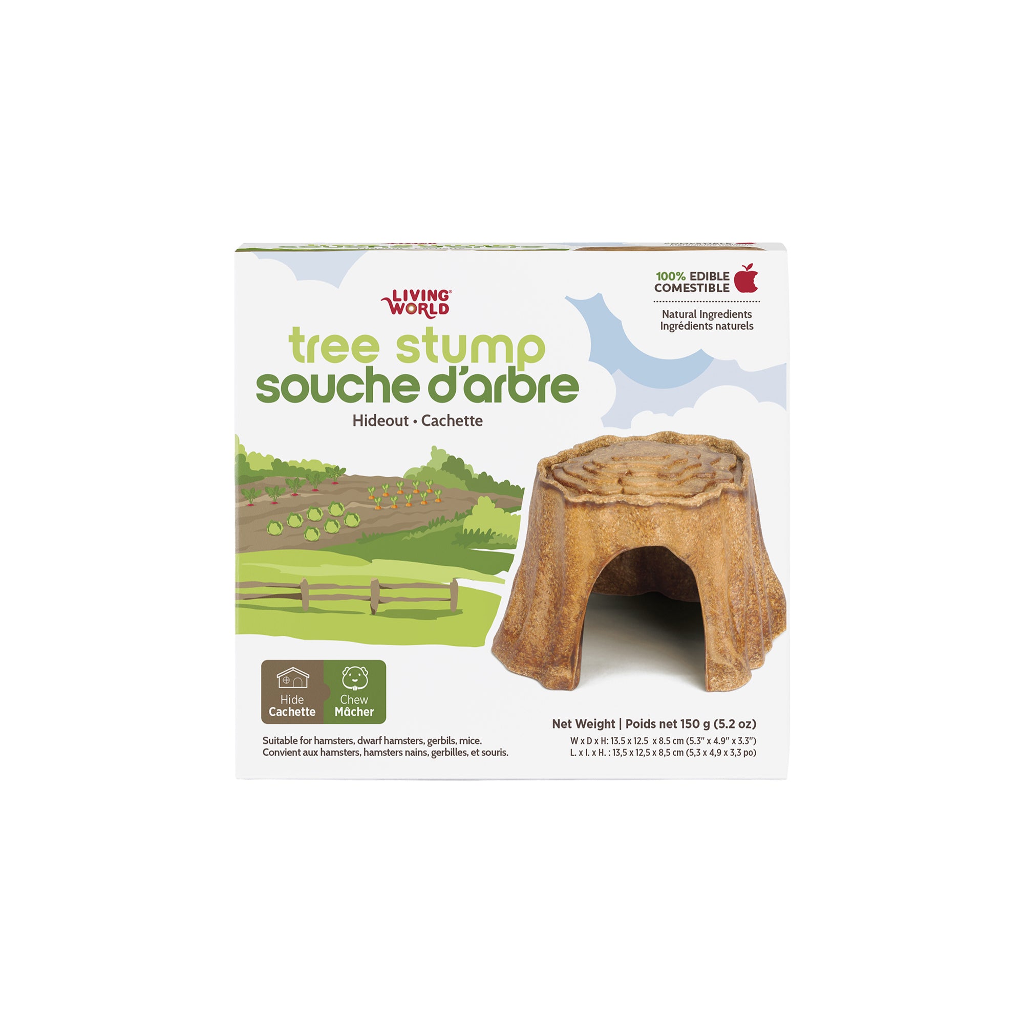 Living World Edible Tree Stump Hideout for Small Animals - Small Animal - Living World - PetMax Canada