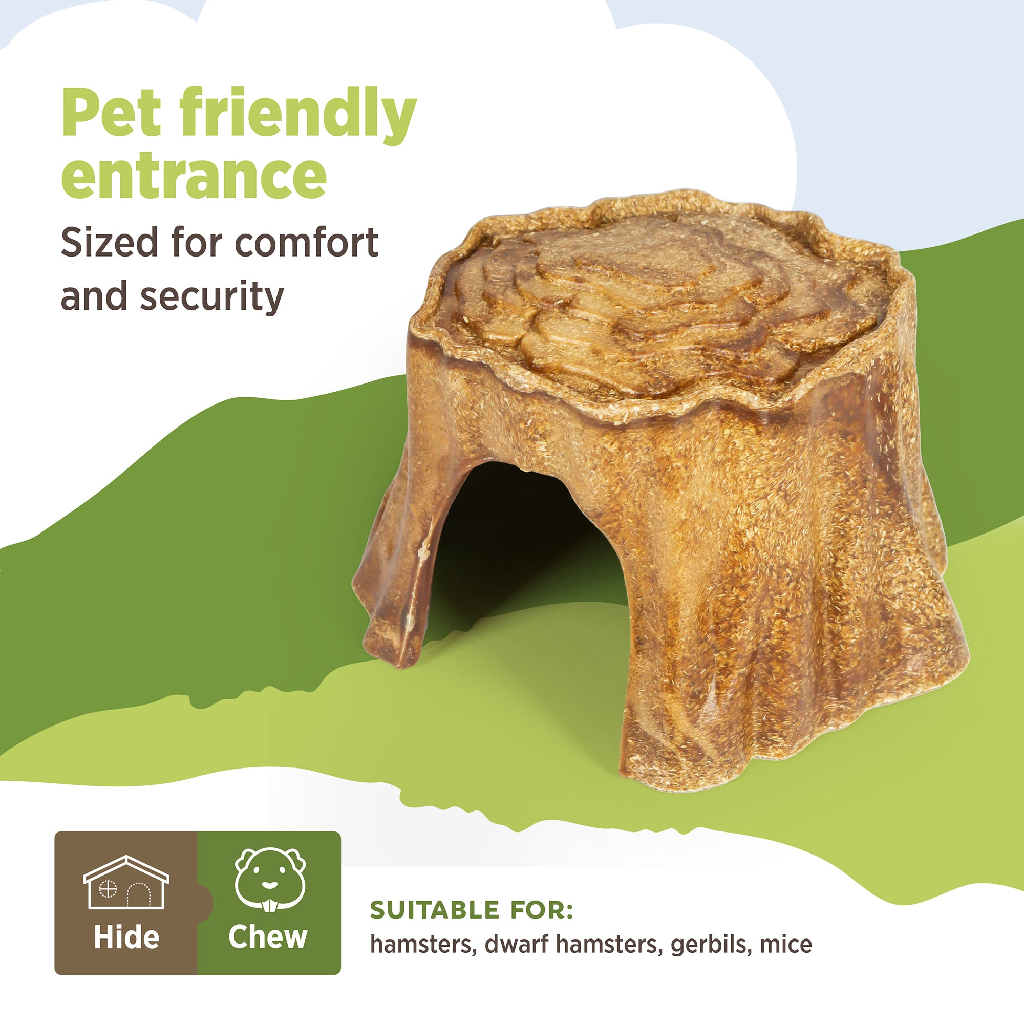 Living World Edible Tree Stump Hideout for Small Animals - Small Animal - Living World - PetMax Canada