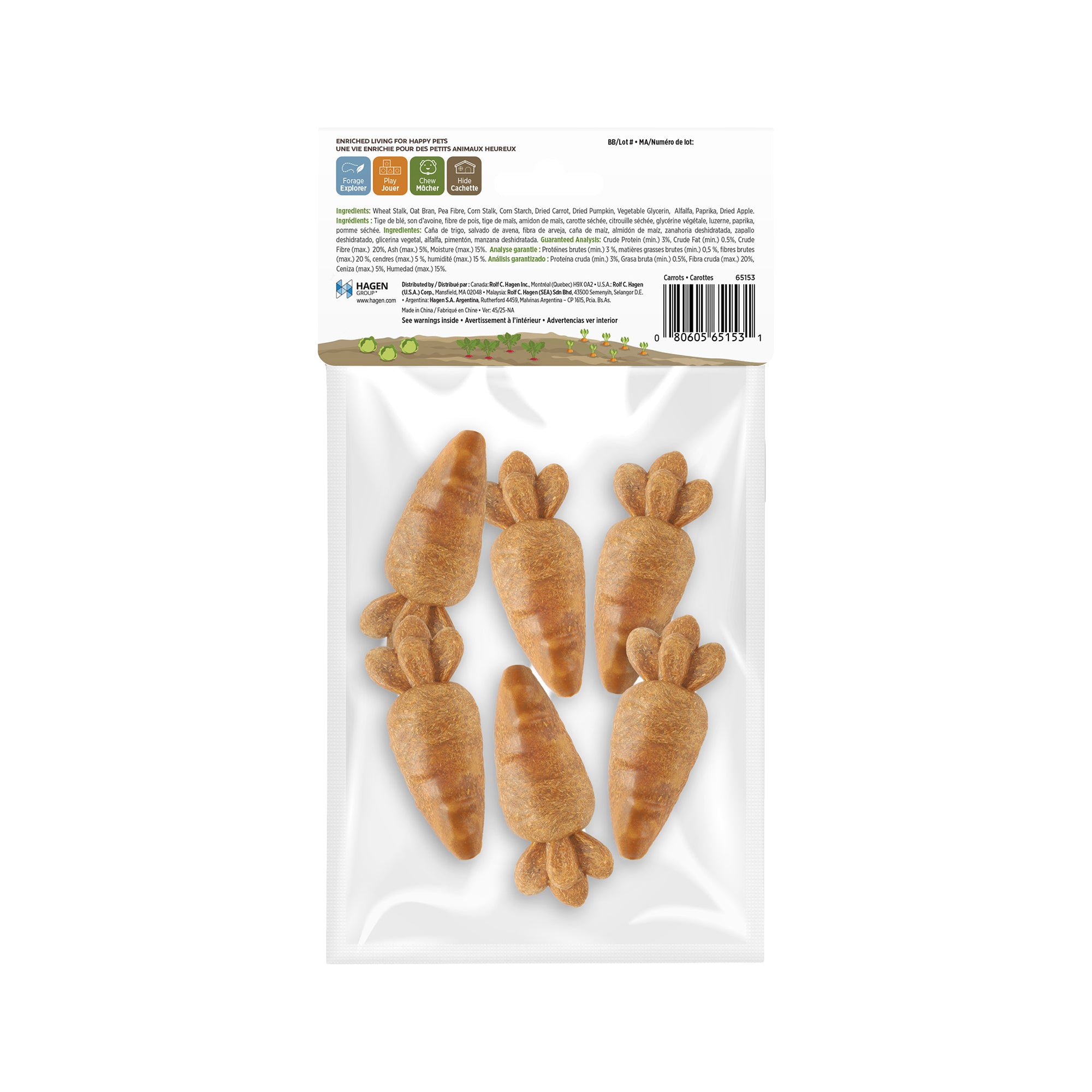 Living World Edible Carrots Chew Toy for Small Animals - 6 Pack - Small Animal - Living World - PetMax Canada