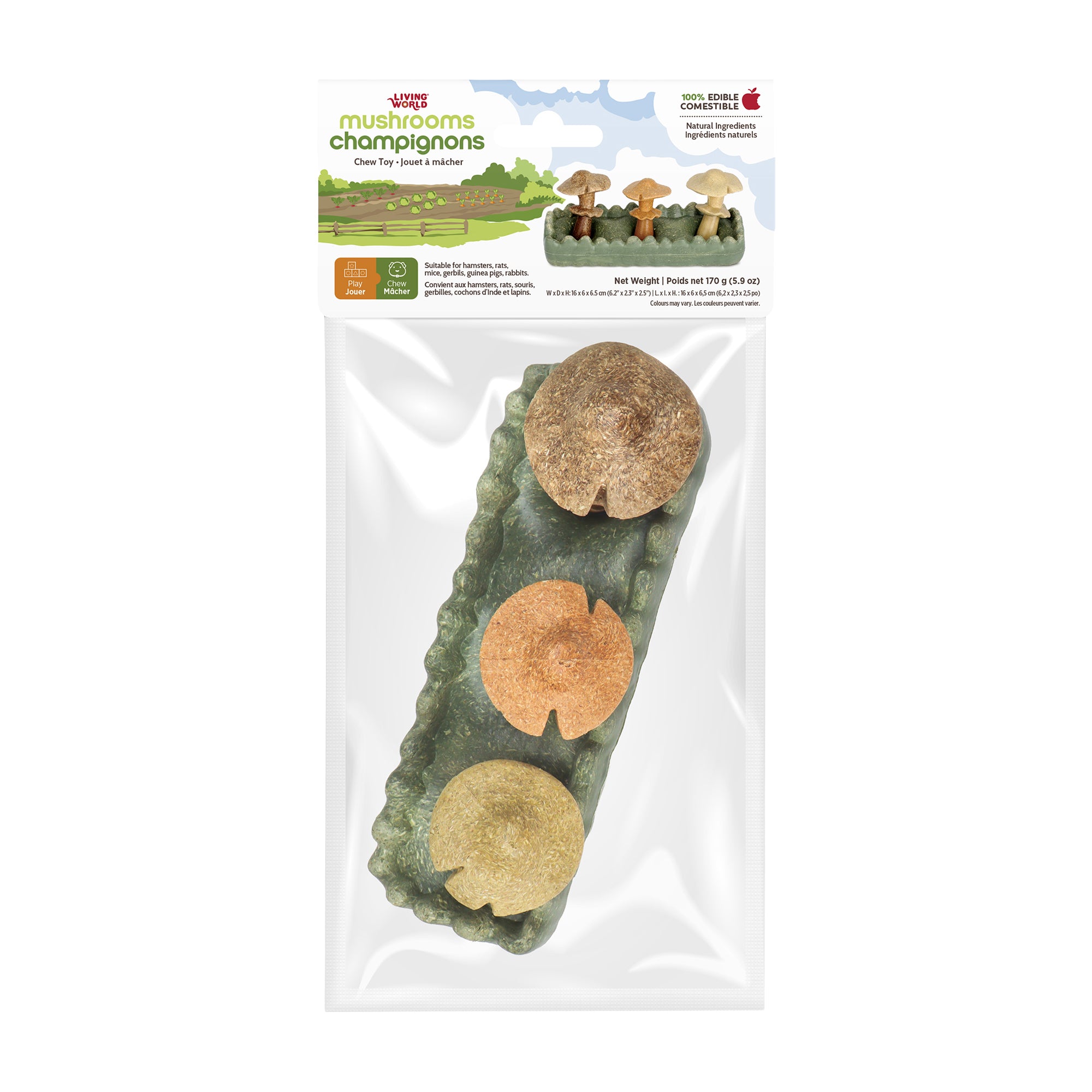 Living World Edible Mushrooms Chew Toy for Small Animals - Small Animal - Living World - PetMax Canada