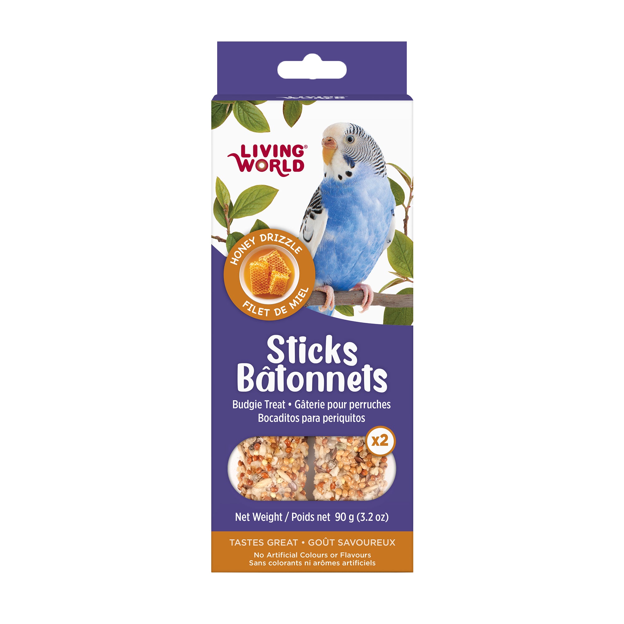 Living World Budgie Honey Drizzle Treat Sticks - 90g - Bird Treats - Living World - PetMax Canada