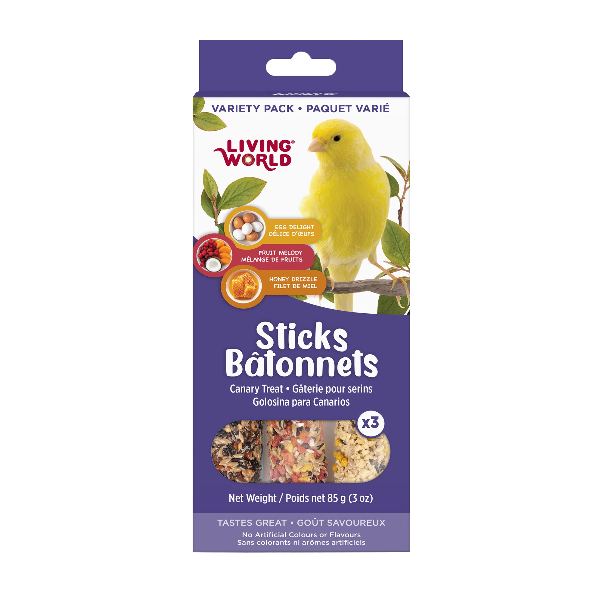 Living World Canary Egg, Fruit & Honey Treat Sticks Variety Pack - 85g - Bird Treats - Living World - PetMax Canada
