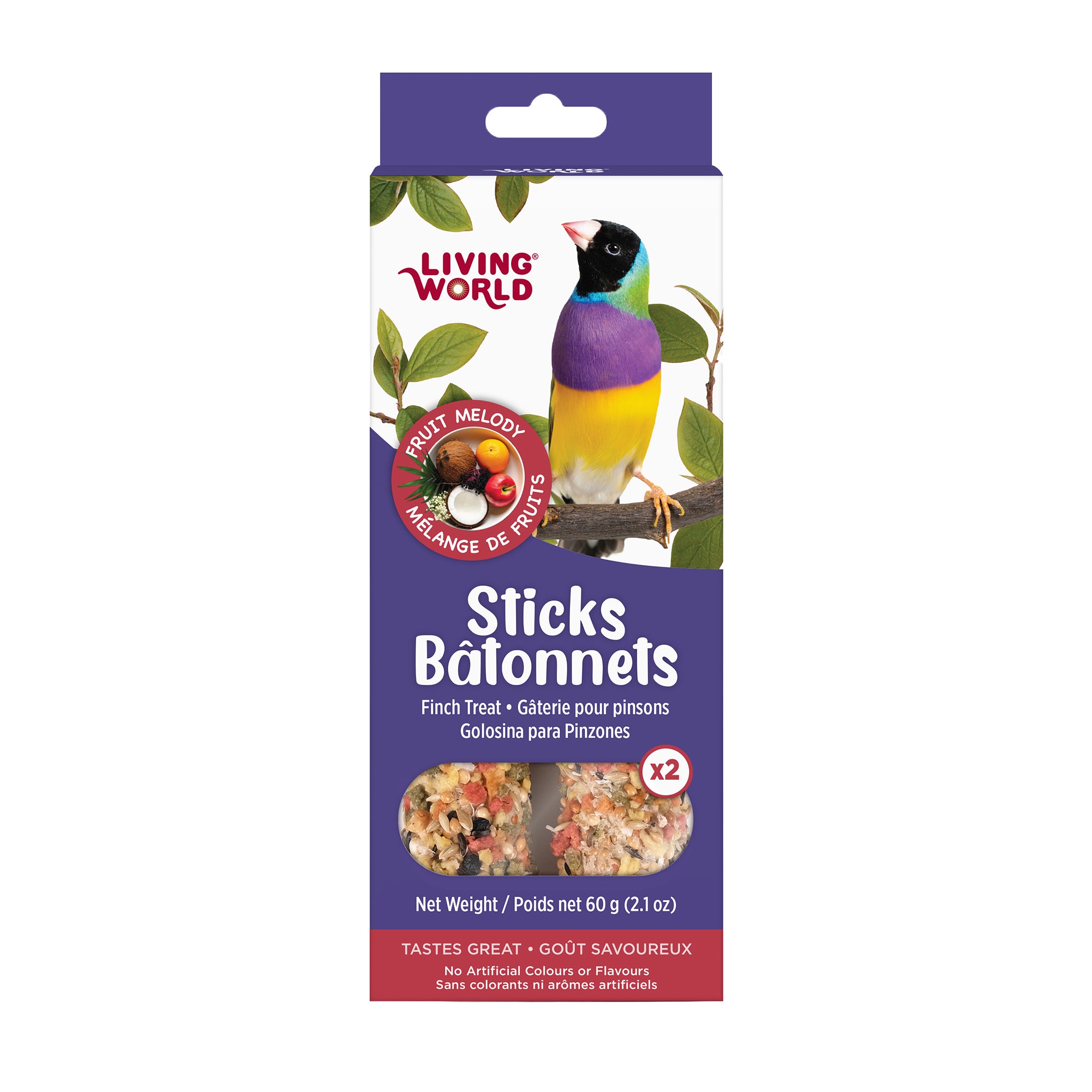 Living World Finch Fruit Melody Treat Sticks - 60g - Bird Treats - Living World - PetMax Canada