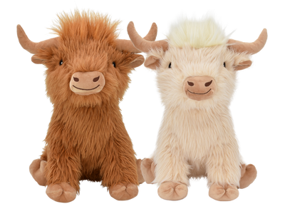 Multipet Highland Cow Plush Dog Toy - 14 inch brown and cream - Dog Toy - Multipet - PetMax Canada