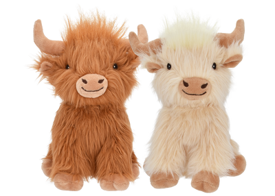 Multipet Highland Cow Plush Dog Toy - 8 inch brown and cream - Dog Toy - Multipet - PetMax Canada