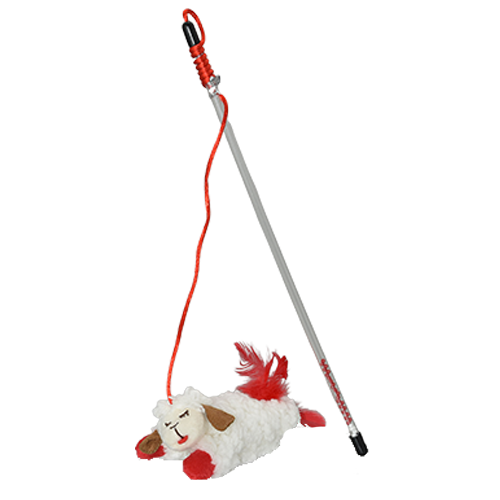 Multipet Lamb Chop Cat Wand Cat Toy - Cat Toy - Lamb Chop - PetMax Canada