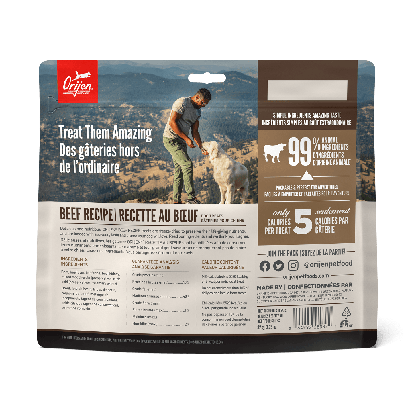 Orijen Freeze-Dried Dog Treats Ranch-Raised Beef Formula  Dog Treats  | PetMax Canada