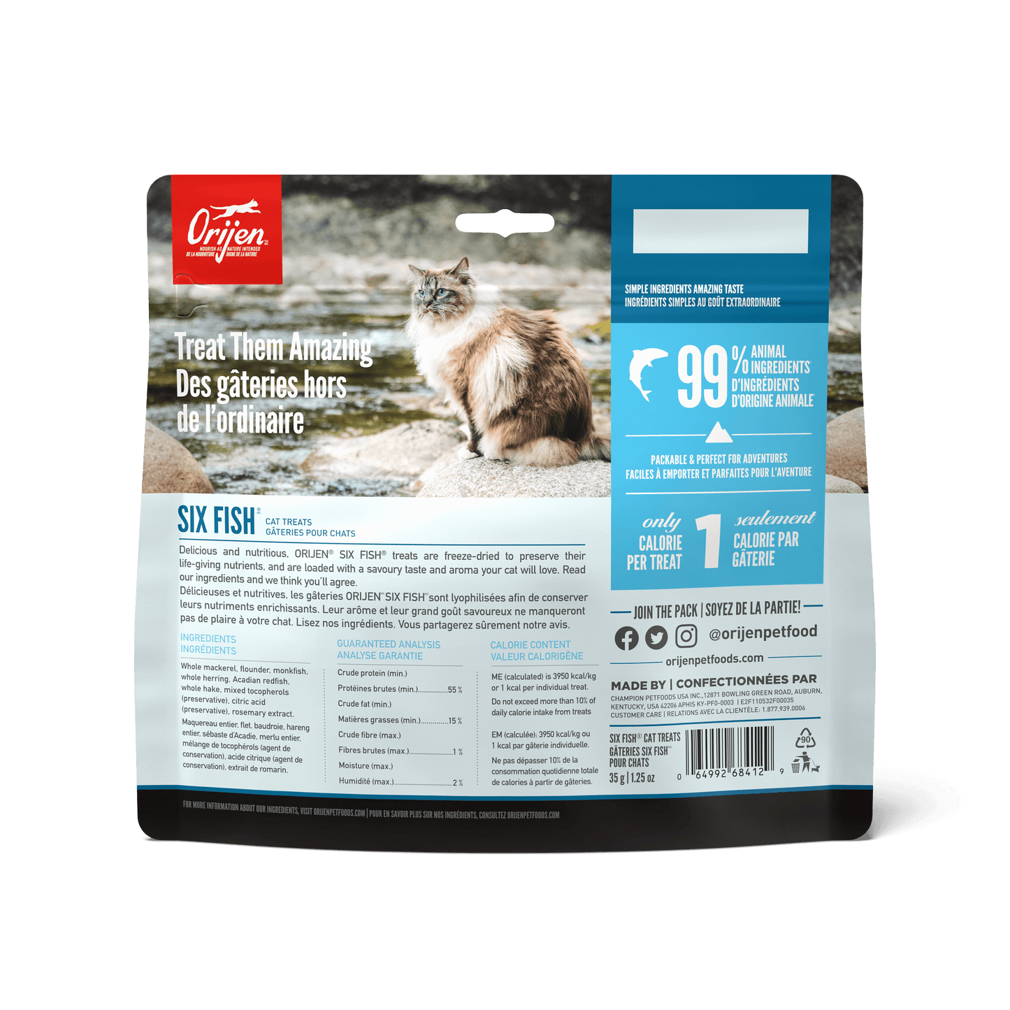 Orijen Freeze-Dried Cat Treats Six Fish  Cat Food  | PetMax Canada