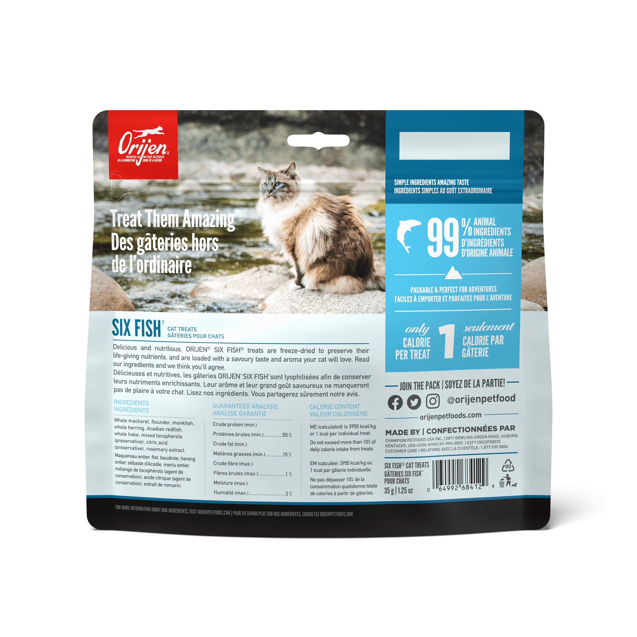 Orijen Freeze-Dried Cat Treats Six Fish - 35g - Cat Food - Orijen - PetMax Canada