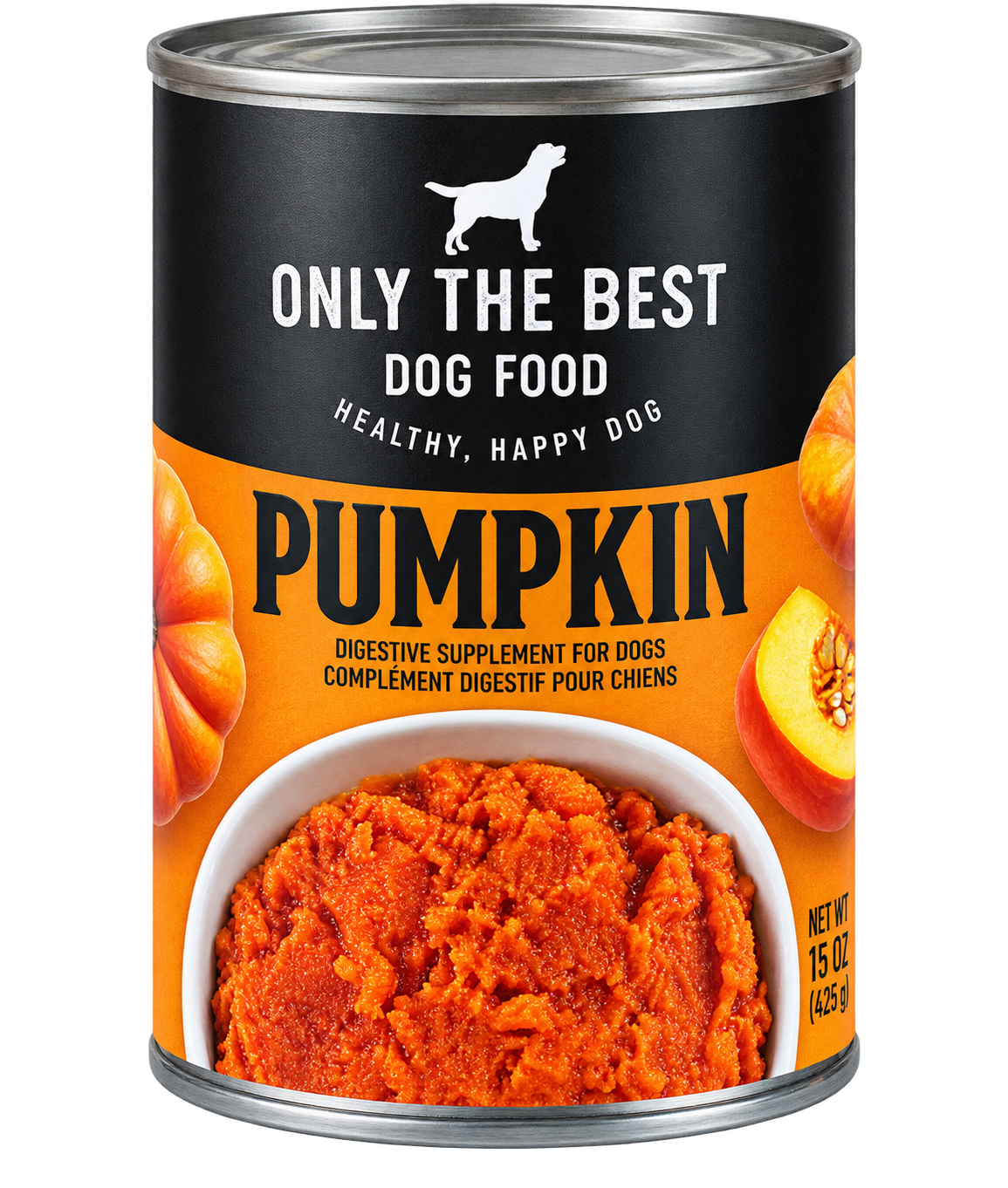 Only The Best Pumpkin Digestive Supplement for Dogs - Front of 425 g Can - Only The Best - PetMax Canada