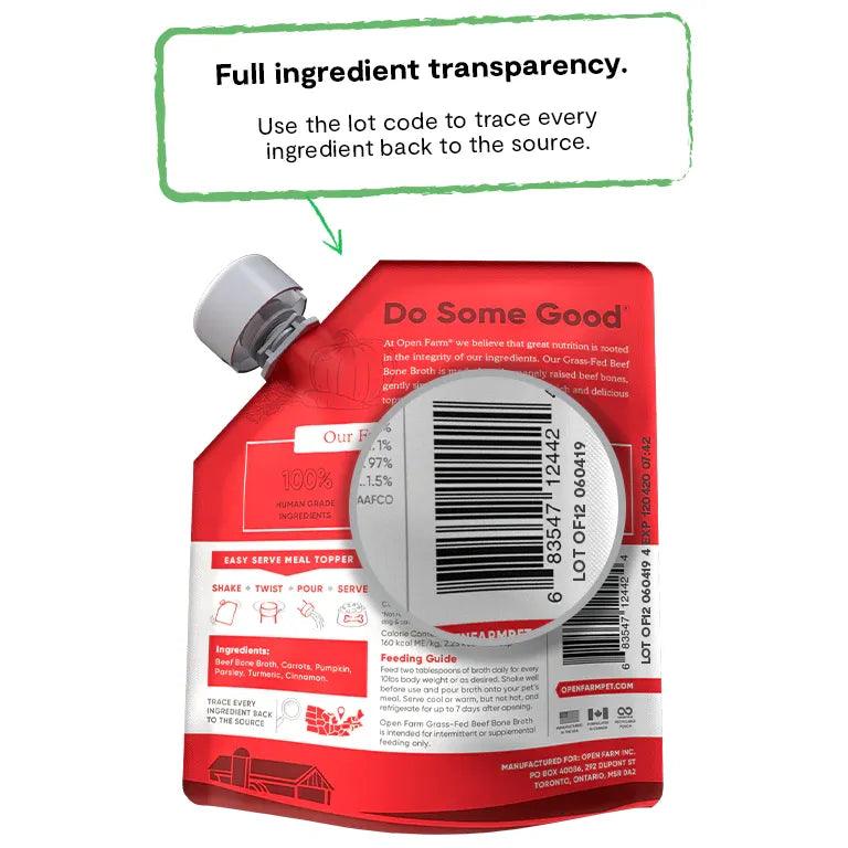Open Farm Grass-Fed Beef Bone Broth for Dogs  Health Care  | PetMax Canada