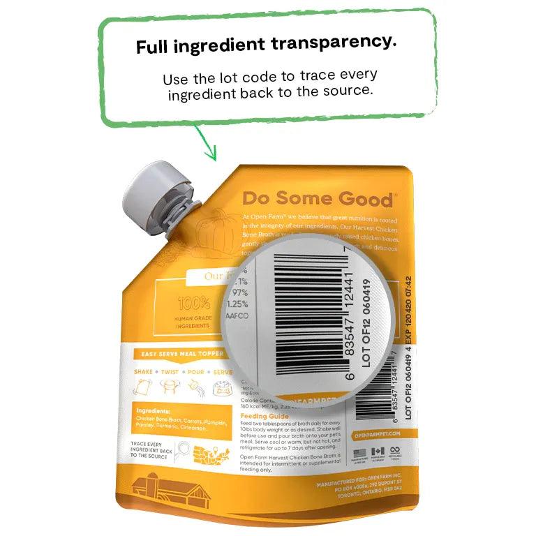 Open Farm Harvest Chicken Bone Broth For Dogs - 340g - Canned Dog Food - Open Farm - PetMax Canada