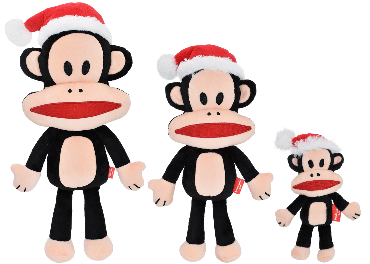 Multipet Holiday Paul Frank Julius with Santa Hat Plush Dog Toy - Plush Dog Toy - Multipet - PetMax Canada