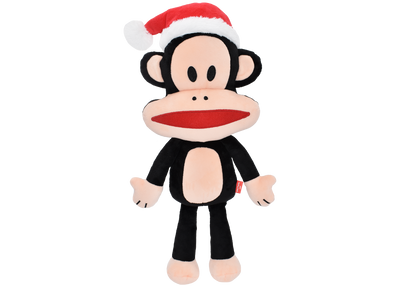 Multipet Holiday Paul Frank Julius with Santa Hat Plush Dog Toy - 18-inch size - PetMax Canada