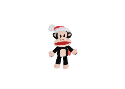Multipet Holiday Paul Frank Julius with Santa Hat Plush Dog Toy - 6-inch size - PetMax Canada