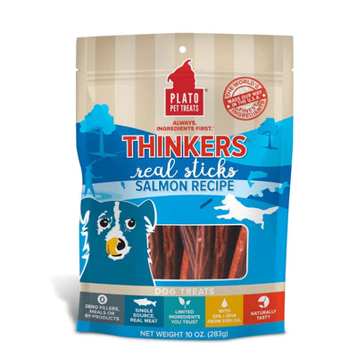 Plato Pet Treats Thinkers Salmon Meat Stick Dog Treats