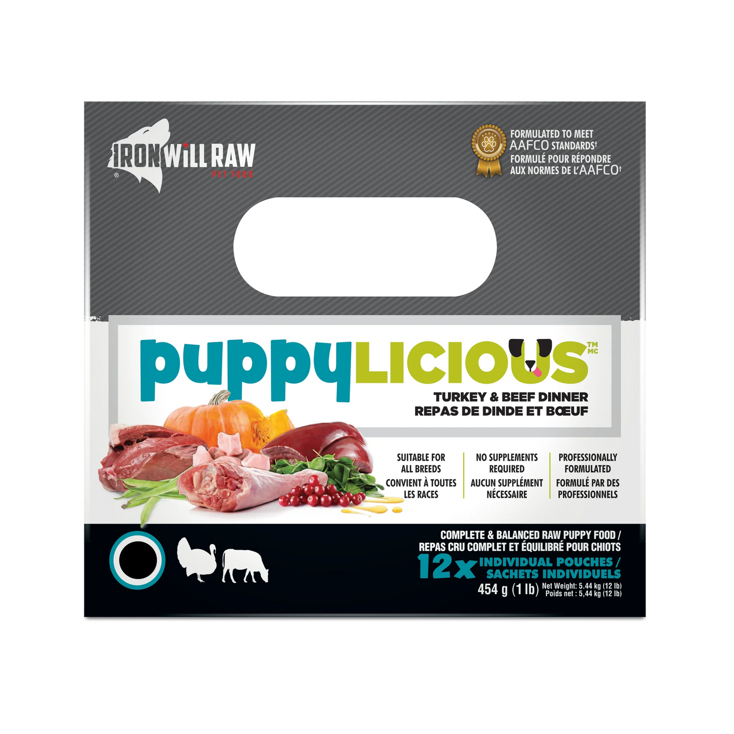 Iron Will Raw Puppylicious Complete Turkey & Beef  Raw Dog Food  | PetMax Canada