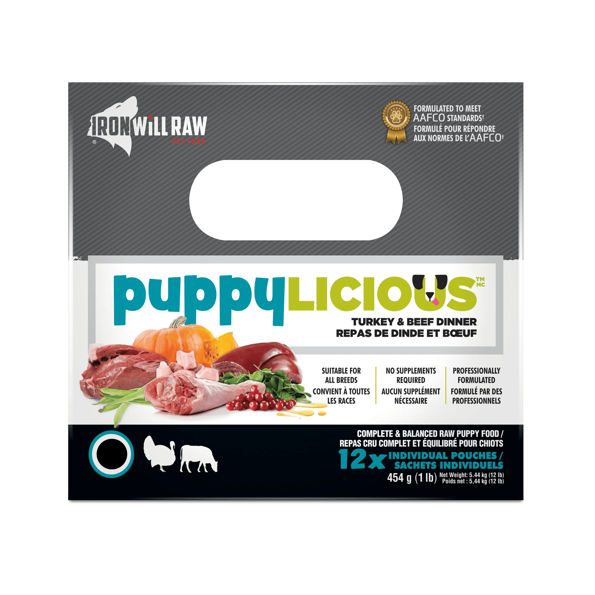 Iron Will Raw Puppylicious Complete Turkey & Beef - 5.44 kg - Raw Dog Food - Iron Will Raw - PetMax Canada