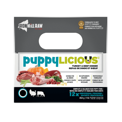 Iron Will Raw Puppylicious Complete Turkey & Beef - 5.44 kg - Raw Dog Food - Iron Will Raw - PetMax Canada