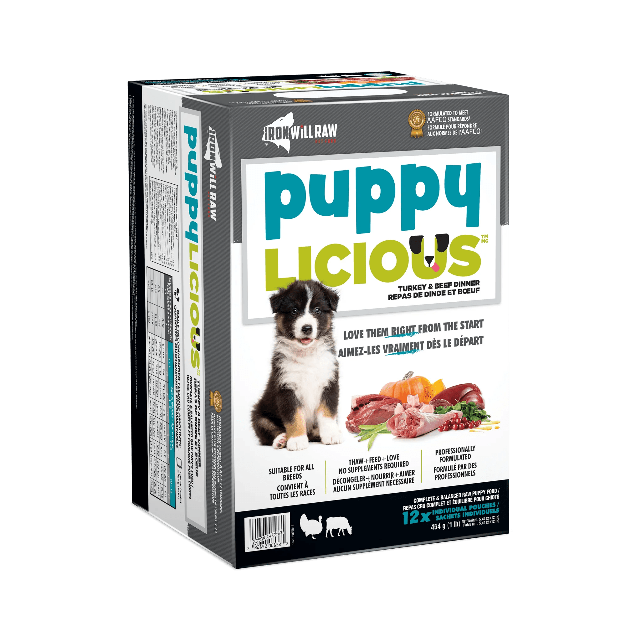 Iron Will Raw Puppylicious Complete Turkey & Beef - 5.44 kg - Raw Dog Food - Iron Will Raw - PetMax Canada