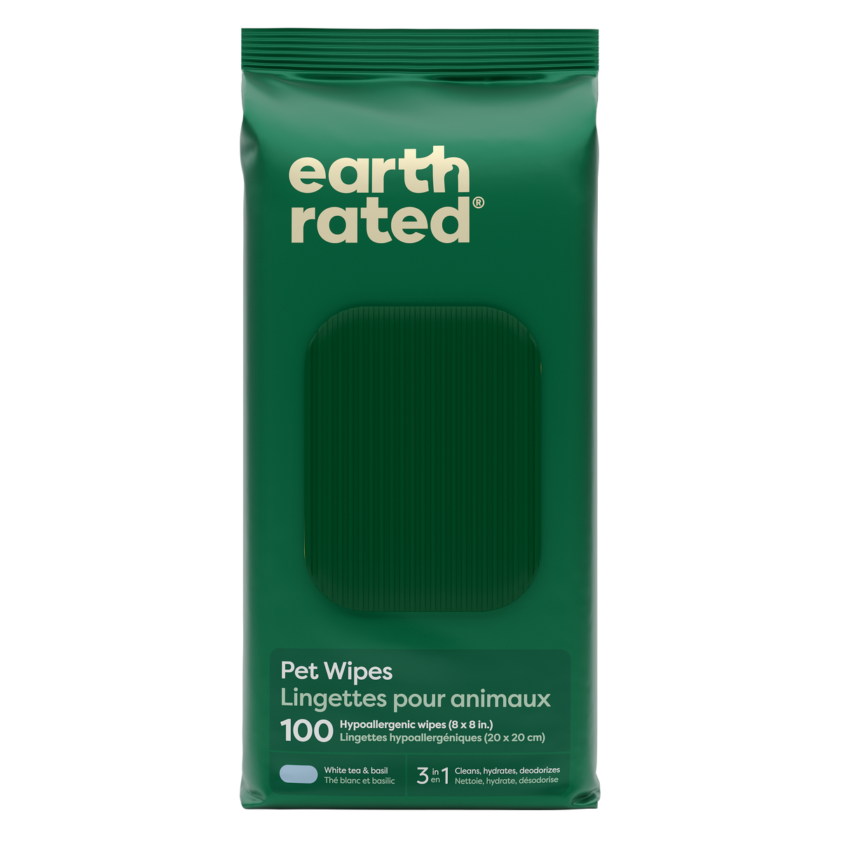 Earth Rated 3-in-1 All Purpose Dog Grooming Wipes - White Tea & Basil Scented - Dog Grooming Wipes - Earth Rated - PetMax Canada