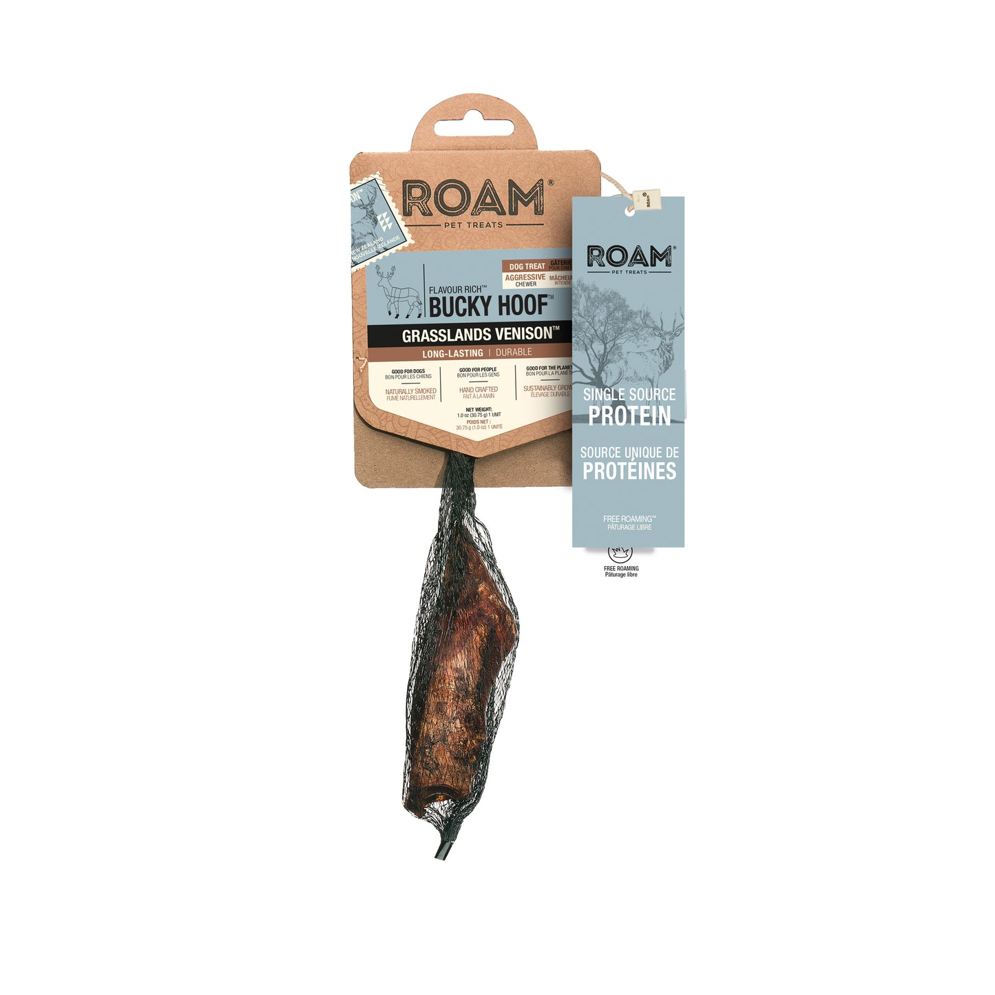 Roam Bucky Hoof Grassland Venison  Natural Chews  | PetMax Canada