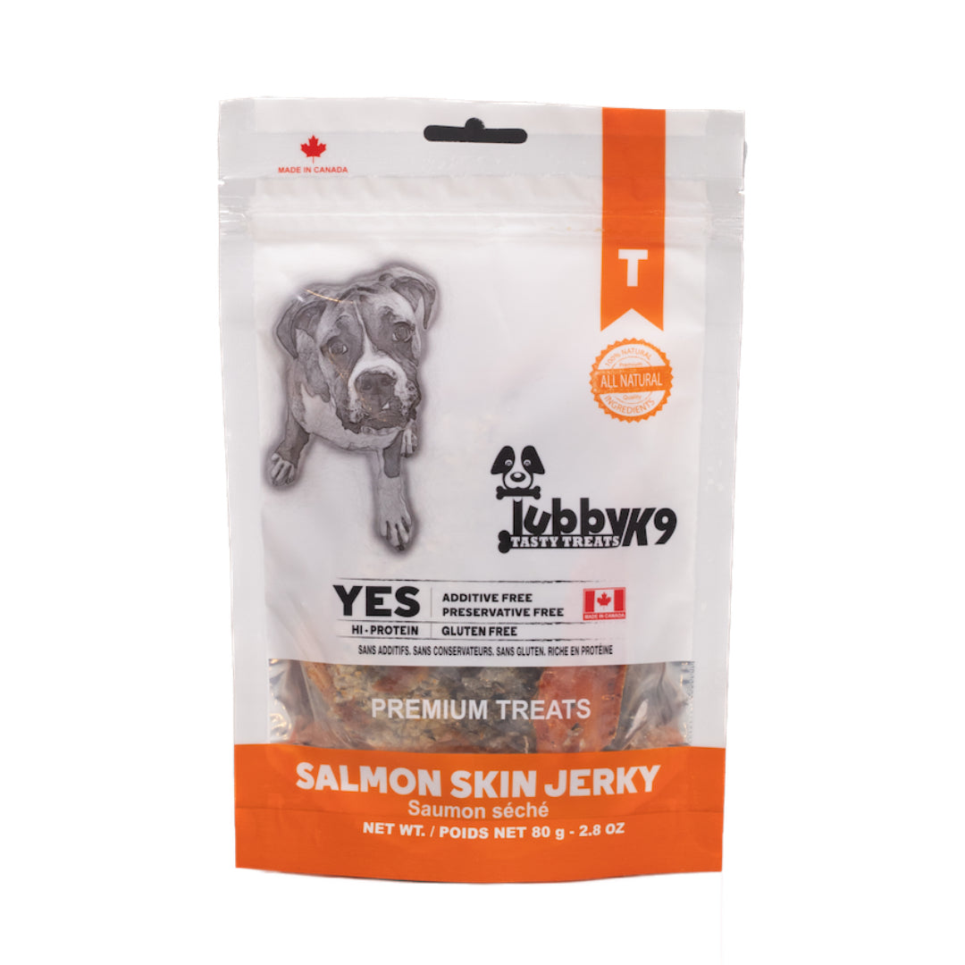 Tubby K9 Tasty Dog Treats Salmon Skin Jerky  Dog Treats  | PetMax Canada