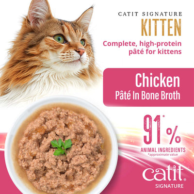 Catit Signature Kitten Chicken Pâté in Bone Broth Wet Cat Food - Plated Chicken Pâté with 91% Animal Ingredients - PetMax Canada