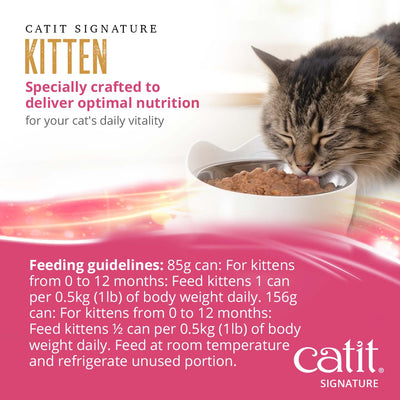 Catit Signature Kitten Chicken Pâté in Bone Broth Wet Cat Food - Feeding Guidelines for 85 g and 156 g Cans - PetMax Canada