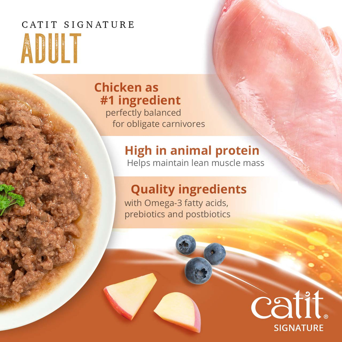 Catit Signature Adult Chicken Pâté in Bone Broth Wet Cat Food - Chicken as #1 Ingredient and High Animal Protein - PetMax Canada