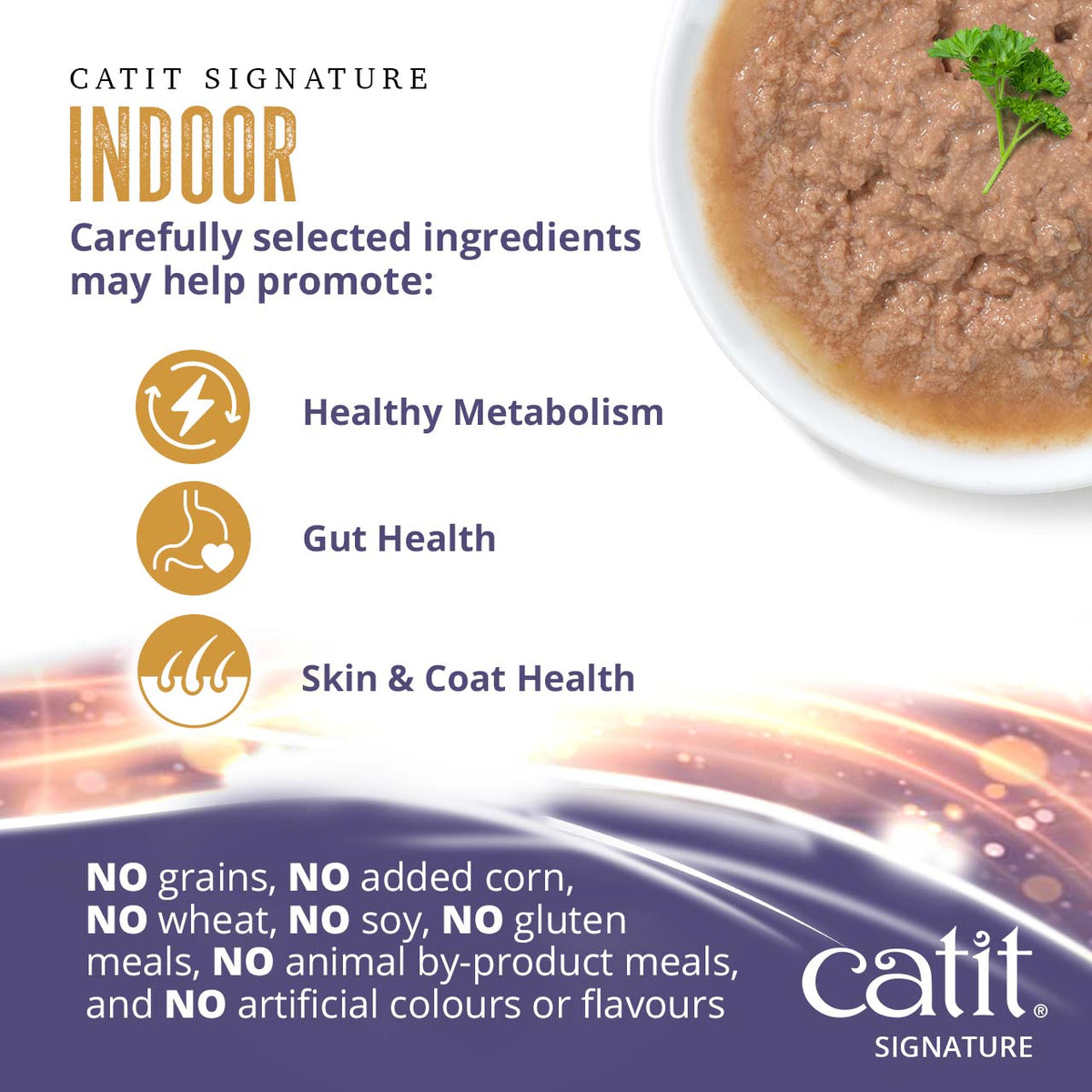 Catit Signature Indoor Chicken Pâté in Bone Broth Wet Cat Food - Healthy metabolism, gut health and skin and coat benefits - PetMax Canada