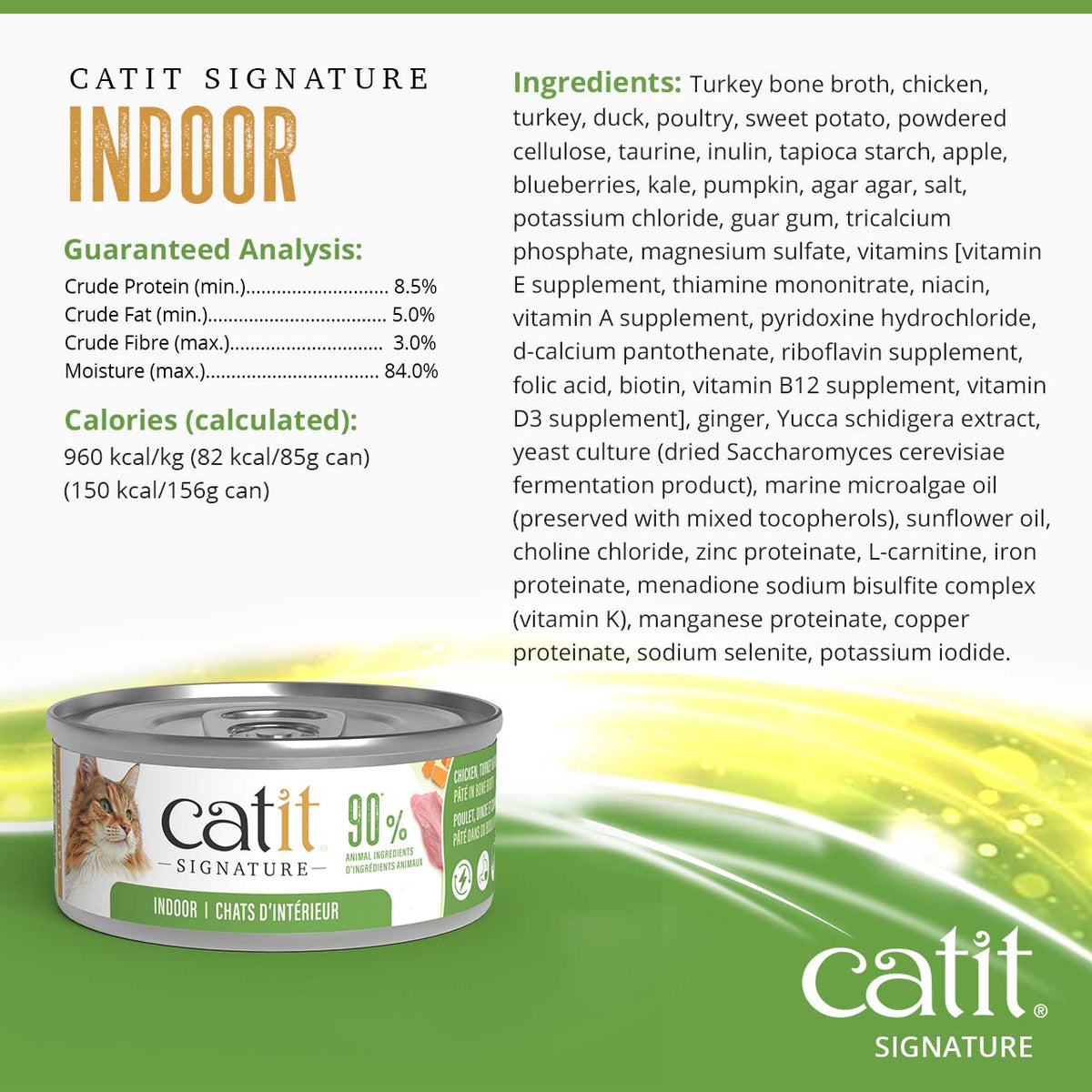 Catit Signature Indoor Chicken, Turkey & Duck Pâté in Bone Broth Wet Cat Food - Guaranteed Analysis, Calories and Ingredients - PetMax Canada