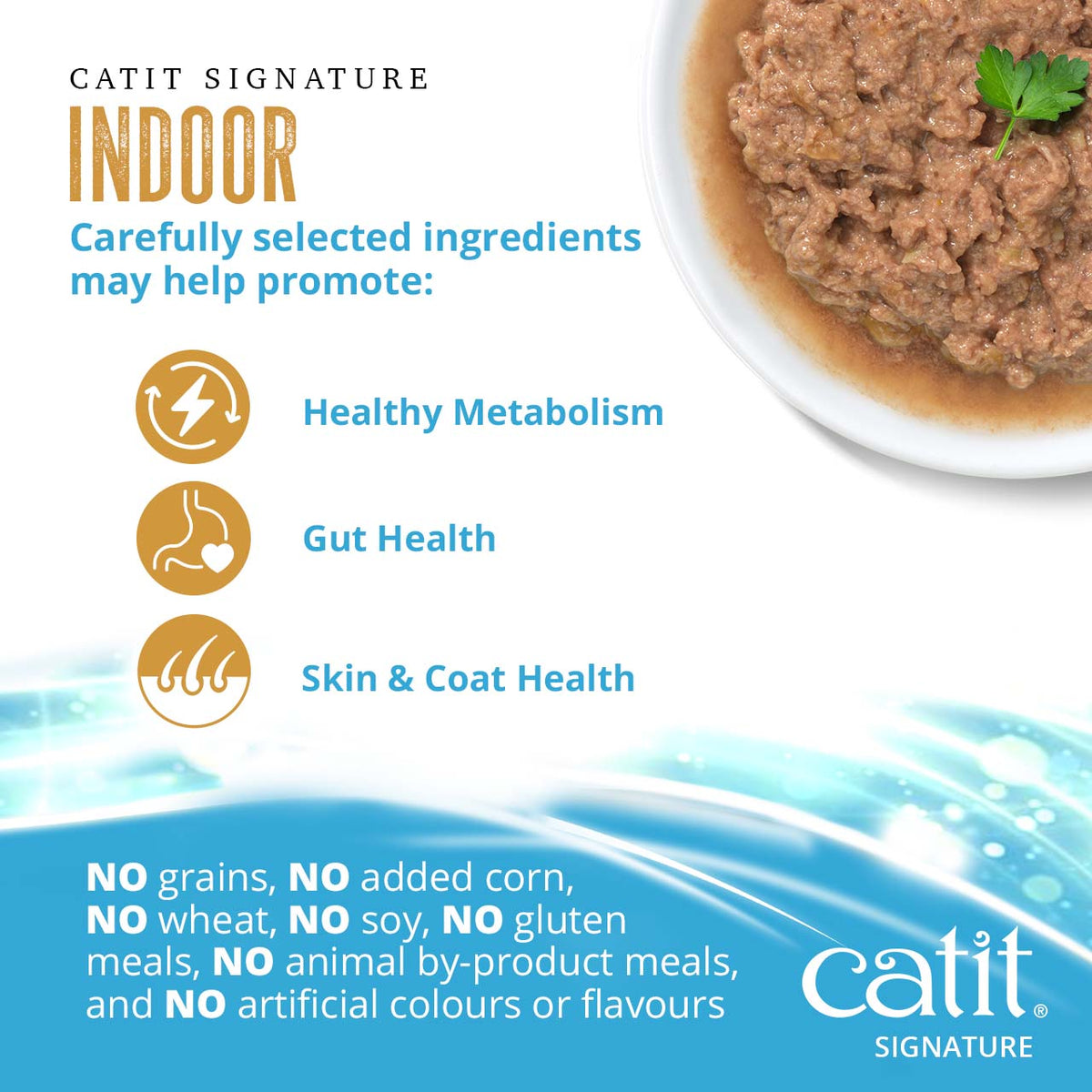 Catit Signature Indoor Chicken & Seafood Pâté in Bone Broth Wet Cat Food - Healthy Metabolism, Gut Health and Skin & Coat Benefits - PetMax Canada