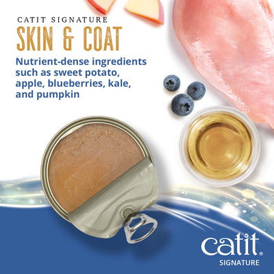 Catit Signature Skin & Coat Seafood & Chicken Pâté in Bone Broth Wet Cat Food - Sweet Potato, Apple, Blueberry, Kale and Pumpkin - PetMax Canada