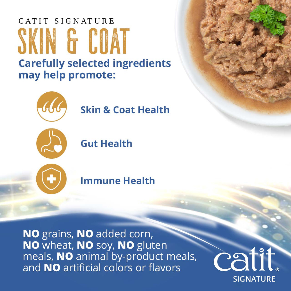 Catit Signature Skin & Coat Seafood & Chicken Pâté in Bone Broth Wet Cat Food - Skin & Coat, Gut and Immune Health Benefits - PetMax Canada
