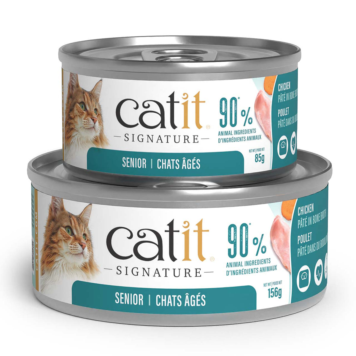 Catit Signature Senior Chicken Pâté in Bone Broth Wet Cat Food - 85g and 156g cans - Catit - PetMax Canada