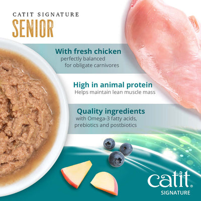 Catit Signature Senior Chicken Pâté in Bone Broth Wet Cat Food - High Animal Protein with Omega-3, Prebiotics and Postbiotics - PetMax Canada