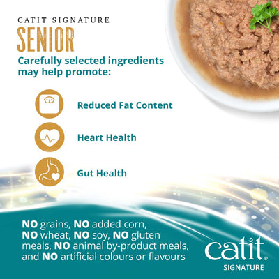 Catit Signature Senior Chicken Pâté in Bone Broth Wet Cat Food - Reduced Fat, Heart Health and Gut Health Benefits - PetMax Canada